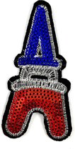 Eiffeltoren Paillette Strijk Embleem Patch 4 cm / 7.7 cm / Blauw Wit Rood