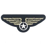 Air Force Wings Military Embleem Strijk Patch 11.3 cm / 4.5 cm / Zwart Goud Wit