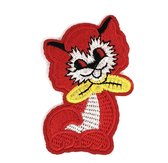 Rode Poes Kat Strijk Embleem Patch 7 x 4,7 cm