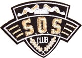 Sos Club Tekst Strijk Patch 10 x 7,5 cm