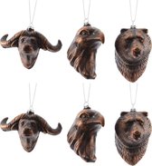 Kerstboomhangers Dierenfiguren (10cm) Box 6 Stuks Bronze