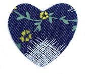 Hart Hartje Denim Spijkerstof Strijk Patch Geel 4.2 cm / 4 cm / Geel