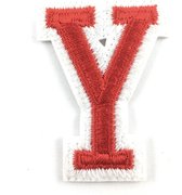 Alfabet Letter Embleem Strijk Patch Rood Wit Letter Y / 3.5 cm / 4.5 cm