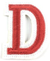 Alfabet Letter Embleem Strijk Patch Rood Wit Letter D / 3.5 cm / 4.5 cm