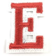 Alfabet Letter Embleem Strijk Patch Rood Wit Letter E / 3.5 cm / 4.5 cm