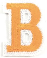 Alfabet Letter Strijk Embleem Patch Oranje Wit Letter B / 3.5 cm / 4.5 cm