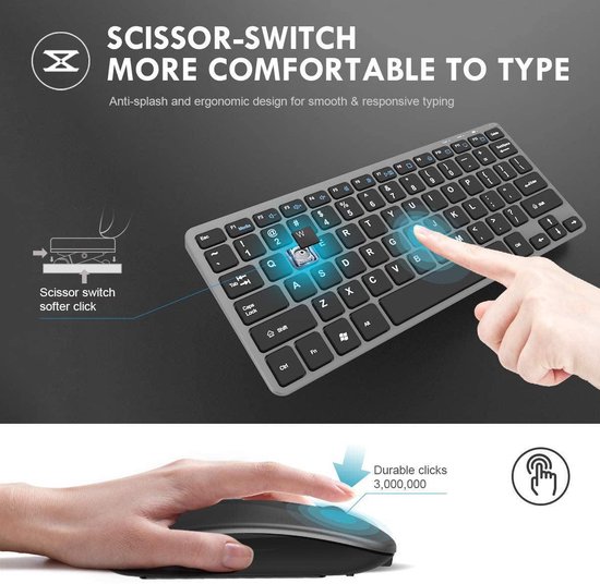 SAMTECH Toetsenbord en muis - Oplaadbaar Draadloos keyboard – met 2.4G  Wireless... | bol.com