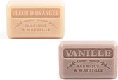 Soap bar set - zeep savon de marseille Vanille + Sinaasappelbloesem 2x125 gr.