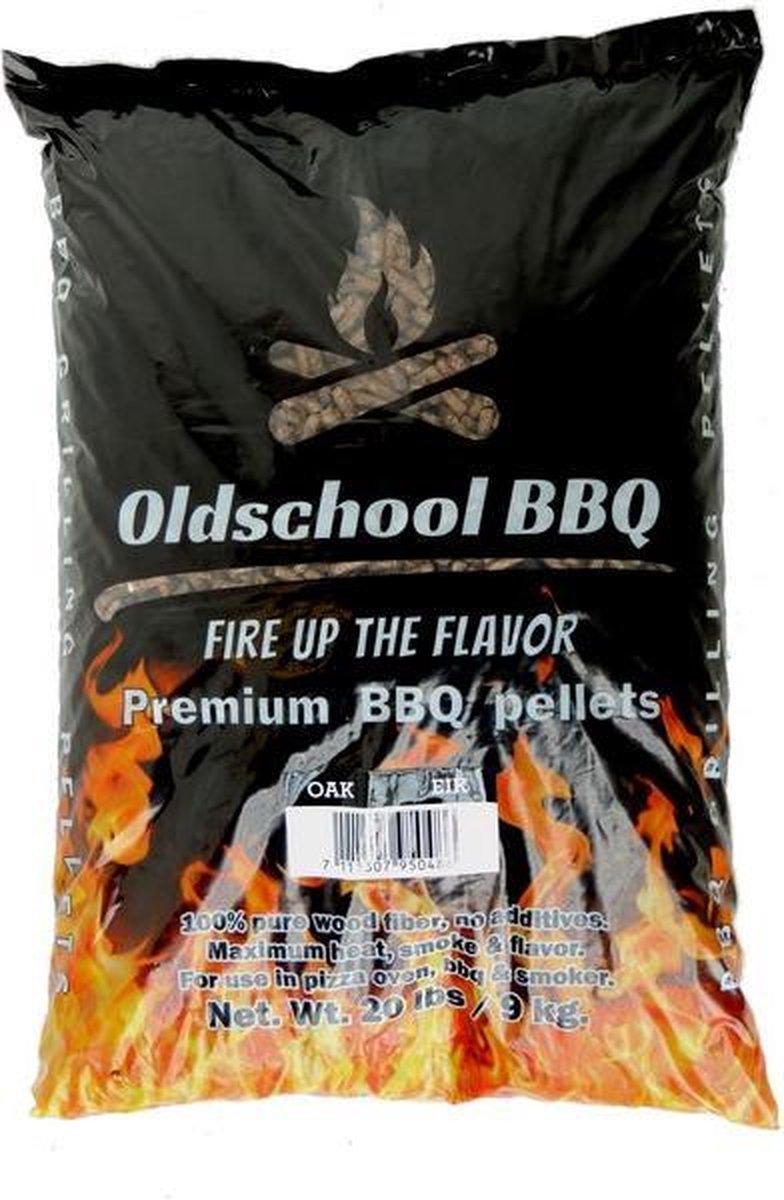 OldschoolBBQ Premium Barbecue pellets Oak - Eiken 9 kg BBQpellets - houtpellets - grillpellets geschikt voor pizza oven, pellet bbq, grill en smoker