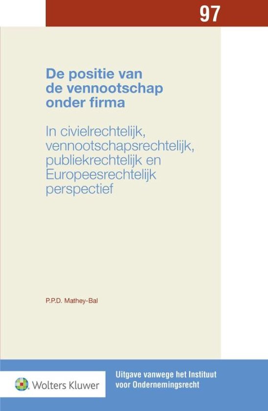De positie van de vennootschap onder firma - cover