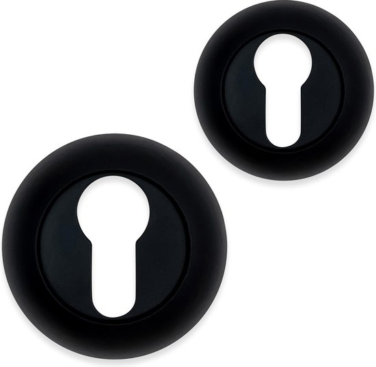 Eliot rond - rosace de porte - cylindre profilé - noir mat - lot de 2 pièces
