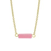 Lucardi Dames Pink Opal ketting - Staal - Ketting - Cadeau - 45 cm - Goudkleurig