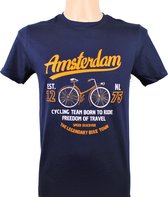T-Shirt - Casual T-Shirt - Fun T-Shirt - Fun Tekst - Lifestyle T-Shirt - Outdoor Shirt - Fiets - Cycling Team Born to Ride - Navy - Maat S