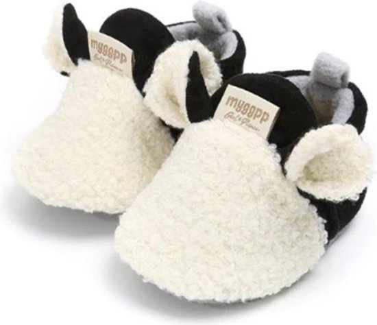 belasting voor 945 Lieve warme baby slofjes schoentjes met anti slip zooltjes 0-6 maanden. Wit  zwart... | bol.com