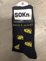 SOKn. trendy sokken "Holland Kaas" antraciet maat 35-41  (Ook leuk om kado te geven !)