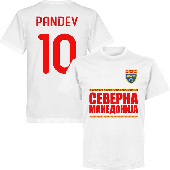 Noord Macedonië Pandev 10 Team T-Shirt - Wit - 5XL