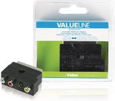 Valueline VLVB31902B Schakelbare Scart Av Adapter Scart Mannelijk - 3x Rca Vrouwelijk + S-video Vrouwelijk Zwart
