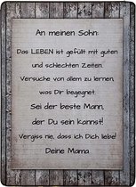 Duits Tekstbord- (wens)kaart hout Mein Sohn...