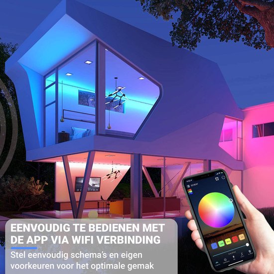 TIGIOO LED strip 10 meter - Wifi Lichtstrip met 16 kleuren - Dimbaar - incl. App & Afstandsbediening - Zelfklevend - TIGIOO
