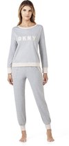 DKNY - NEW SIGNATURE L/S TOP & JOGGER SET - Grijs mêlée - Vrouwen - Maat M