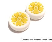 Thumb Grips | Thumb Sticks | Gaming Thumbsticks | Geschikt voor Nintendo Switch & Lite | 1 Set = 2 Thumbgrips | Bloemen | Wit met Geel