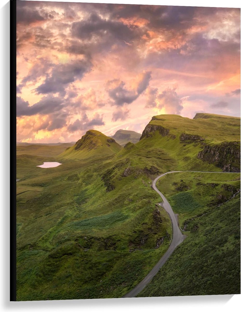 KuijsFotoprint Canvas - The Quiraing Landschap, Schotland - 75x100cm Foto op Canvas Schilderij (Wanddecoratie op Canvas) Blauw