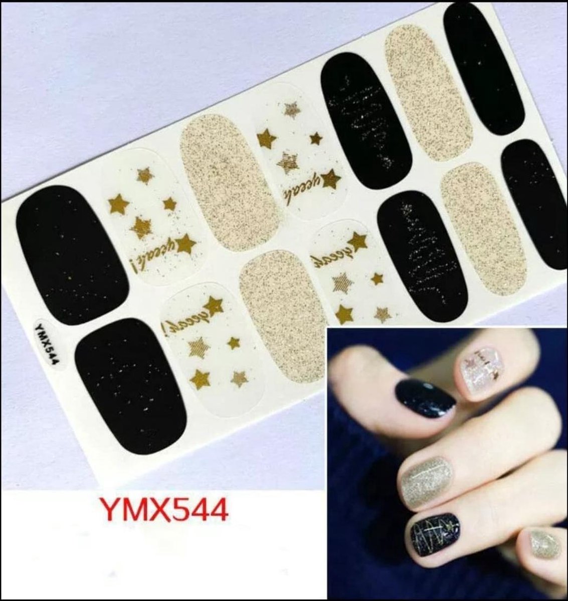 Goedkoopste nagel nail art stickers kerst kerstboom feest sterren zwart goud
