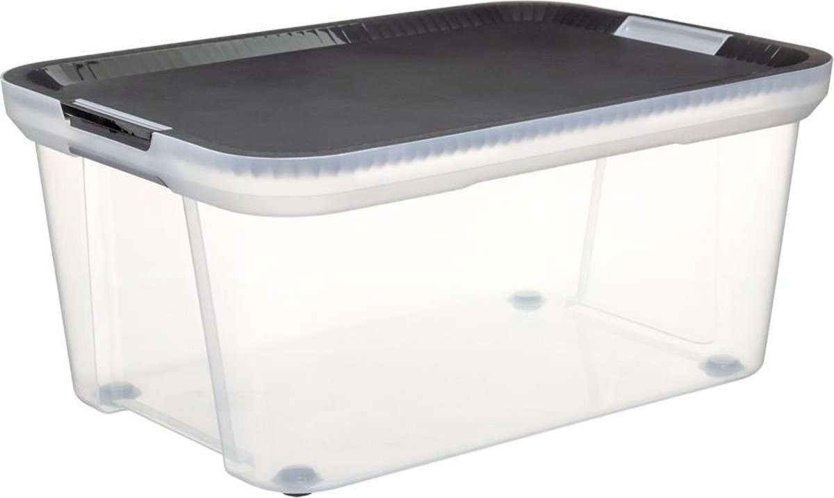 Five® Opbergbox stapelbaar sterke sluiting 110 liter - Transparant - Stapelbaar, Nestbaar, Met deksel - 110 liter - op wieltjes