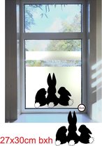 Raamsticker 3 Konijnen - Bunny`s  - pasen - kinderkamer  statische  - herbruikbaar geen lijmresten op de ramen