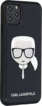Zwart hoesje van Karl Lagerfeld - Backcover - Glitter - iPhone 11 Pro Max - Signature - KLHCN65DLHBK