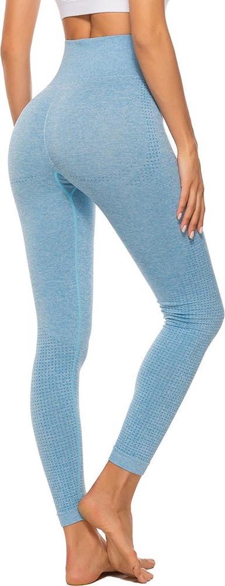 Sportlegging Dames - Blauw - High Waist Legging - Yoga Pants - Fitness Legging - Maat M