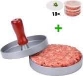 Zeitveldsales® - Hamburgerpers - Hamburgermaker - RVS - Antiaanbaklaag - Incl. 10x Waxpapiertjes