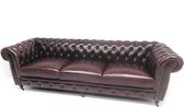 Chesterfieldbank "Cambridge" - 3.5 zits - leder New Burgundy (rood/bruin)