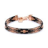 Mint15 Geweven armband 'Metallic Black & Brown' - Roségoud