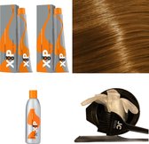 XP100 haarverfpakket kleur 8.03  Lichtblond & Natuur & Goud (2x 100ML) met 6% waterstof ( 1x 250ML) incl verfbakje, kwast, maatbeker, puntkam en handschoenen