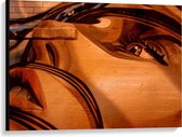 Canvas  - Oranje Gezicht op Muur - 100x75cm Foto op Canvas Schilderij (Wanddecoratie op Canvas)