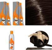 XP100 haarverfpakket kleur 5.3  Lichtbruin & Goud (2x 100ML) met 9% waterstof ( 1x 250ML) incl verfbakje, kwast, maatbeker, puntkam en handschoenen