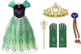 Carnavalskleding meisje - Frozen - Prinsessenjurk Meisje - Prinses Anna groene jurk - maat 98/104(110) -Verkleedkleren Meisje-Anna Kleed