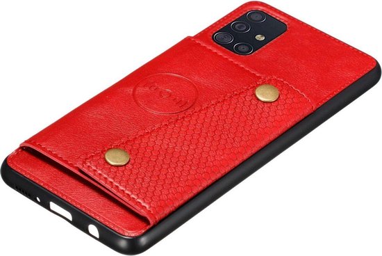 Coque arrière Samsung Galaxy A51 | Rouge | Porte-cartes en cuir | Porte-cartes | Magnétique