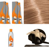 XP100 haarverfpakket kleur 12.1  Speciaal blond & As (2x 100ML) met 9% waterstof ( 1x 250ML) incl verfbakje, kwast, maatbeker, puntkam en handschoenen