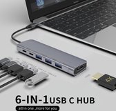 6 in 1 USB-C Hub - HDMI - 4k@30Hz- usb 3.0 - PD charging power