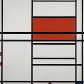 Piet Mondriaan, Composition of Red and White Nom 1Composition No. 4 with red and blue,1938-1942 op canvas, afmetingen van dit schilderij zijn 60 X 100 CM