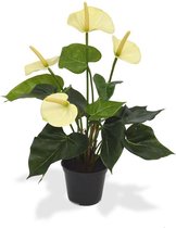Maxifleur Kunstplanten - Kunstplant - Anthurium - 40 cm - Crème - in 10 cm - Kweekpot - Niet van echt te onderscheiden!