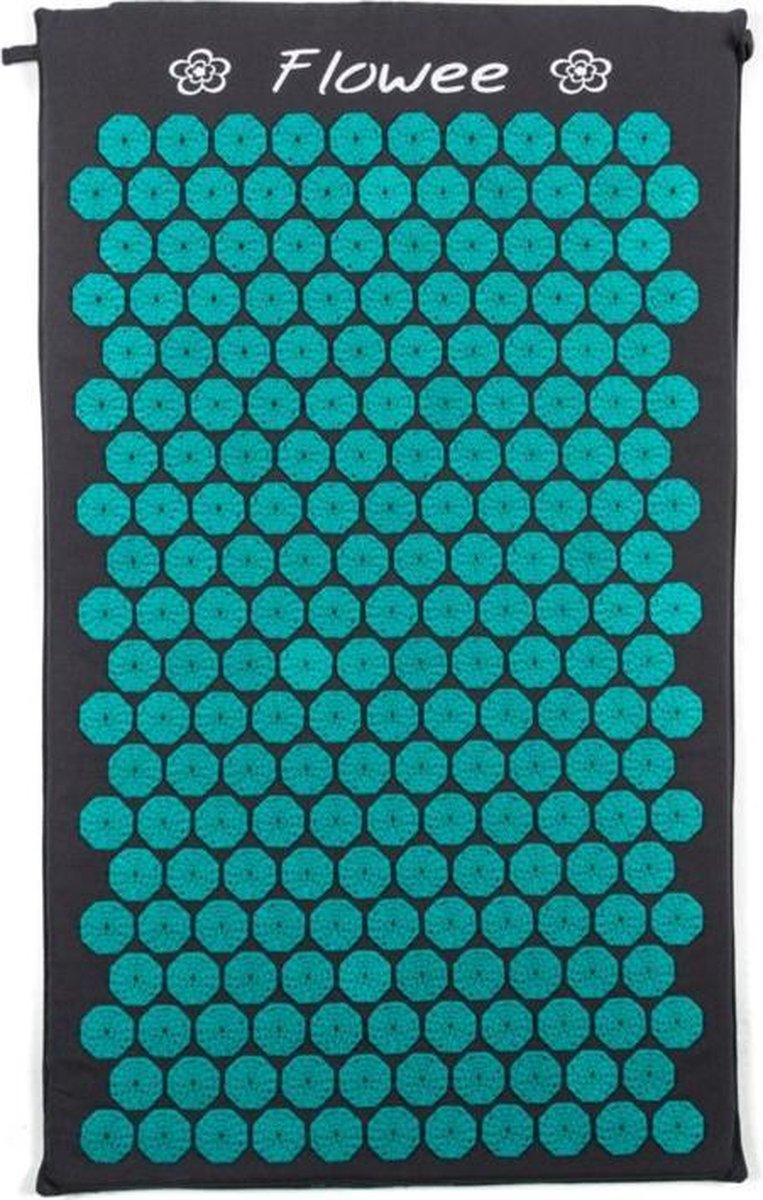 Flowee Spijkermat – Grijs met Zeegroen – (75cm x 45cm) – Acupressuur mat – Acupressure mat