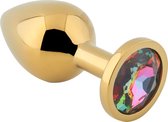 Banoch - Buttplug Aurora rainbow gold Medium - gouden Metalen buttplug - Diamant steen