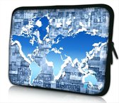 Sleevy 10 laptop/tablet hoes blauwe wereldkaart - tablet sleeve - sleeve - universeel
