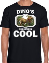 Dieren dinosaurussen t-shirt zwart heren - dinosaurs are serious cool shirt - cadeau t-shirt brullende t-rex dinosaurus/ dinosaurussen liefhebber L