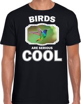 Dieren vogels t-shirt zwart heren - birds are serious cool shirt - cadeau t-shirt kolibrie vogel vliegend/ vogels liefhebber 2XL
