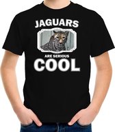 Dieren jaguars t-shirt zwart kinderen - jaguars are serious cool shirt  jongens/ meisjes - cadeau shirt gevlekte jaguar/ jaguars liefhebber XS (110-116)