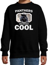 Dieren panters sweater zwart kinderen - panthers are serious cool trui jongens/ meisjes - cadeau zwarte panter/ panters liefhebber 7-8 jaar (122/128)